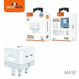 Moog Max wall charger with two PD ports, 45W, for fast charging