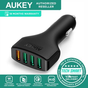 أوكي، شاحن سيارة 4 مخارج 54 واط شحن سريع، أسود