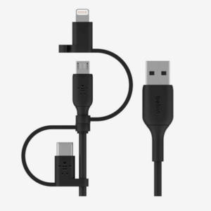 بيلك 3 في 1 HDTV كابل لايتنينج ومايكرو وموصل USB-C 1800 مم أسود