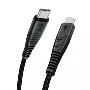 Belk Type C to Type C Charging Cable Cut Resistant Fabric 1200mm Black